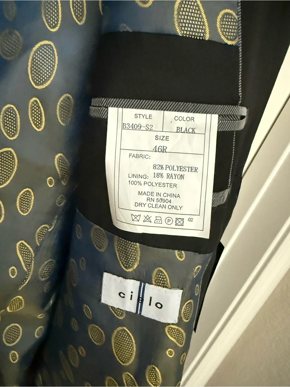 Cielo Black Men's Single-Breasted Suit Jacket